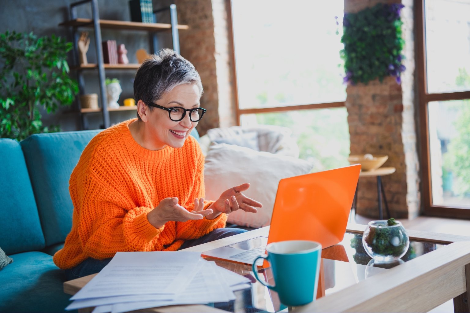 Senior takes job passion assessment older woman excited to take the job passion assessment after being downsized