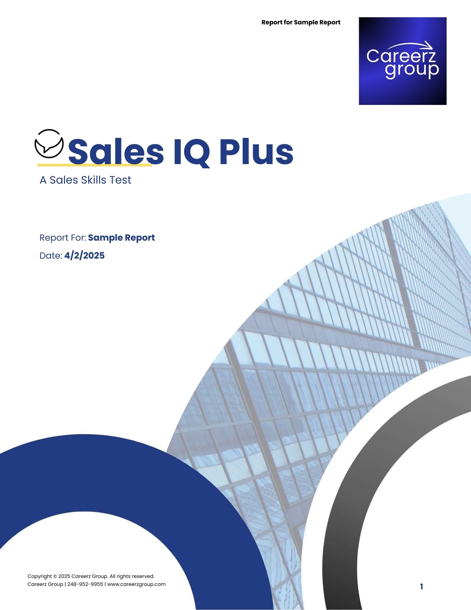 SalesIQPlus Sample Report cover page
