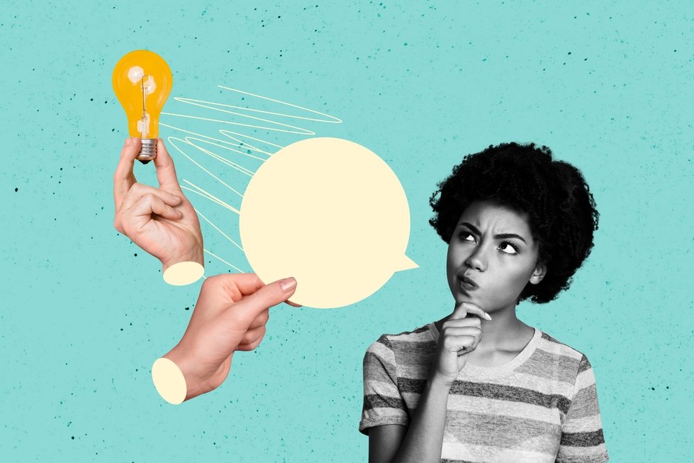 Composite,Photo,Collage,Of,Minded,American,Girl,Think,Strategy,Light