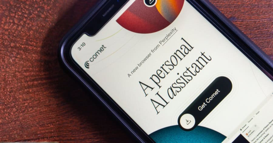 mobile phone displaying the sign in screen to use comet AI by perplexity