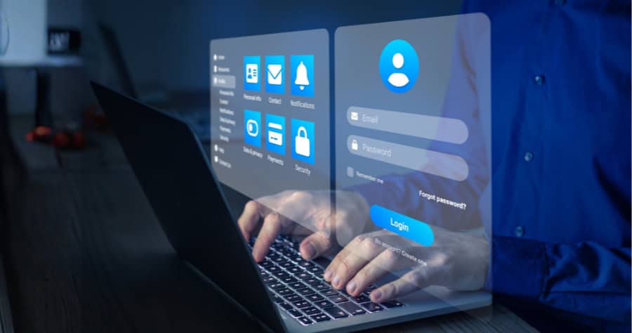 peson at computer updating their profile online